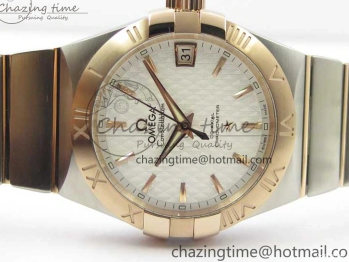 0115 Stylish Constellation 38mm SS RG VSF 1:1 Best Edition WhiteTextured Dial on SS RG Bracelet A8500 Super Clone 7921